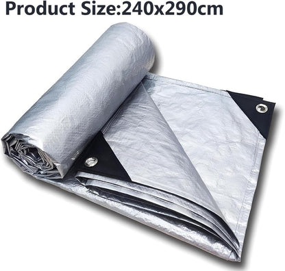 Multipurpose Camp Tarp, Portable Camping Mat, Lightweight Picnic Blanket with Stakes, Double-Sided Waterproof Coating, for Outdoor Picnics (240 X 290cm)