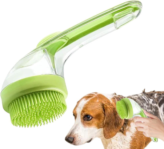 Dog Bath Brush, Pet Toilet Massage, Portable Silicone Bristles, Ergonomic Handle Scrubber, Deep Cleaning Massage, for Indoor, Outdoor Bathing, Shower, Spa, Cats, Kittens
