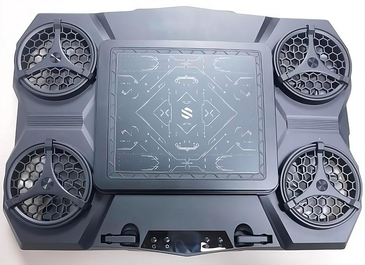 Gaming Laptop Cooler Semiconductor Stand Dual-Mode Thermoelectric & Fan System Notebook 12-17” Cooling Pad with RGB, Phone Holder, Adjustable Speed, 2-Port USB Hub - Conquer Lag, Stay Cool