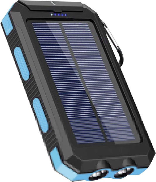 Solar Charger | 20000mAh Portable Solar Charger Battery Bank - Wireless Battery Pack with Compass Waterproof Survival Gear for Men, Women & Outdoor