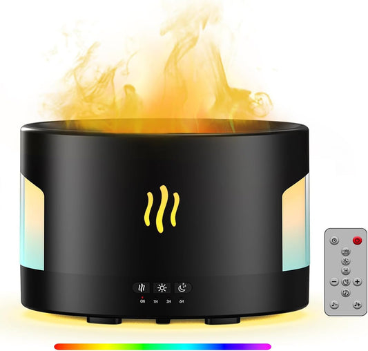 Depulat Flame Aroma Diffuser, 450ml Flame Fire Diffuser, 7 Color Oil Diffuser, Aromatherapy Essential Oil Diffuser, Humidifier with Remote Control for Room