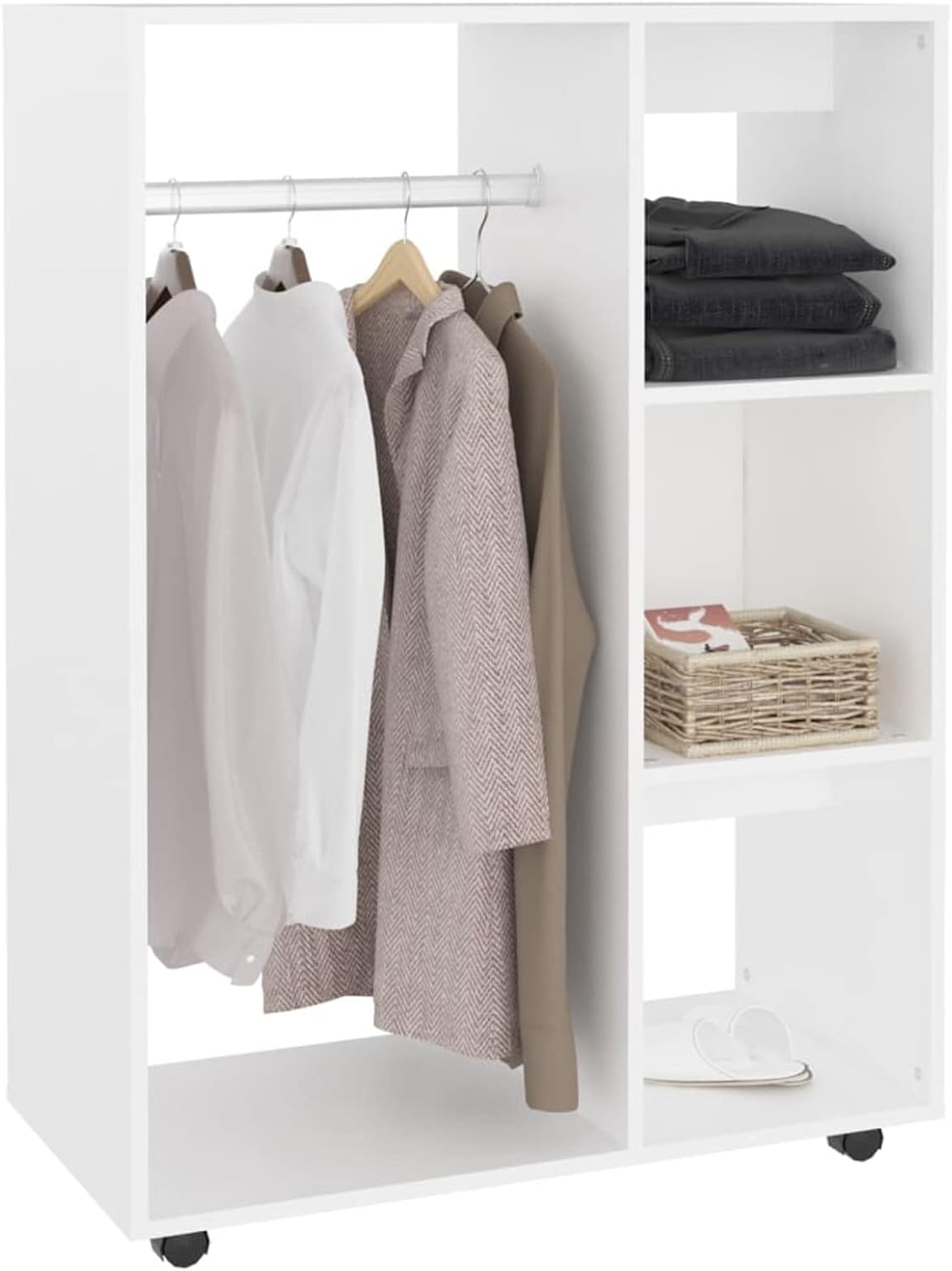 Susany White Wardrobe, Bedroom Wardrobe, Multi-Purpose Modern Furniture 80 x 40 x 110 cm in Particle Board