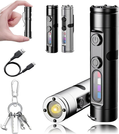 Taclite Mini – The Ultimate Everyday Micro Tool, Taclite Flashlight, Rechargeable LED Magnetic Super Bright Tactical Flashlight High Lumens, Dual Light System,3 Brightness,Waterproof (Black)