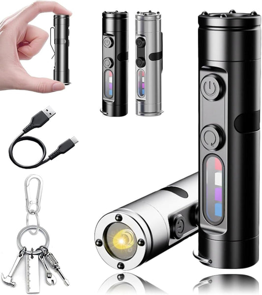 Taclite Mini – The Ultimate Everyday Micro Tool, Taclite Flashlight, Rechargeable LED Magnetic Super Bright Tactical Flashlight High Lumens, Dual Light System,3 Brightness,Waterproof (Black)