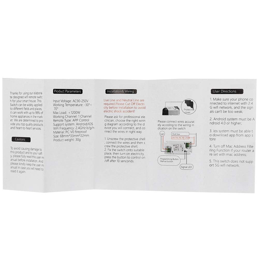 WiFi Smart Breaker Switch Module Ultra Wide Voltage 90V Voice Control for Smart Home Automation ABS Fireproof Material Remote Control Switch