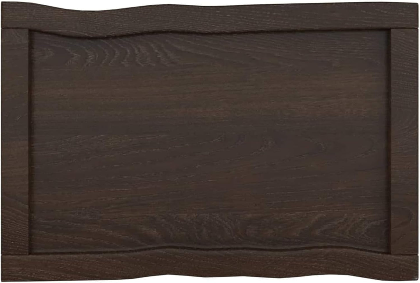 Solid Wood Tabletop, Dark Brown, 60 x 40 x (2-6) cm, Live Edge, Replacement for Kitchen Coffee Table, Dining Table, Desk, Durable Surface, Versatile Use