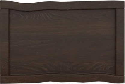 Solid Wood Tabletop, Dark Brown, 60 x 40 x (2-6) cm, Live Edge, Replacement for Kitchen Coffee Table, Dining Table, Desk, Durable Surface, Versatile Use