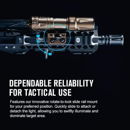 OLIGHT Odin Mini 1250 Lumens Compact Rechargeable Tactical Flashlight, MLOK Mount Flashlight with Removable Slide Rail Mount and Remote Switch, 240 Meters Beam Distance(Desert Tan)