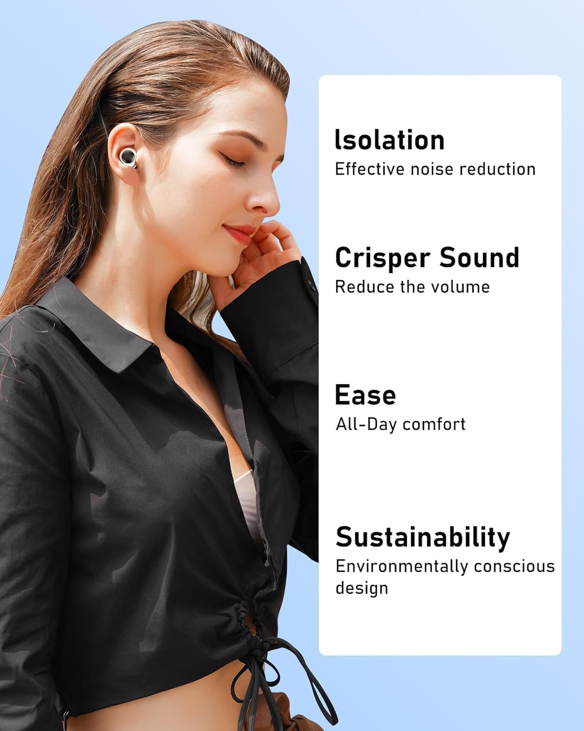 Ear Plugs for Sleeping Noise Cancelling with Double Tips, Noise Reduction Earplugs Silicone Concert Ear Plugs for Snoring, Travel, Concerts, Working, with 8 Eartips in S/M/L/Double Tips (White, One Size)