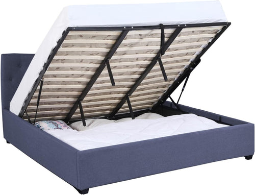 Milano Decor Gas Lift Bed Frame Capri Platform Base Bed with Storage Upholstered Modern Contemporary Design (King, Charcoal)