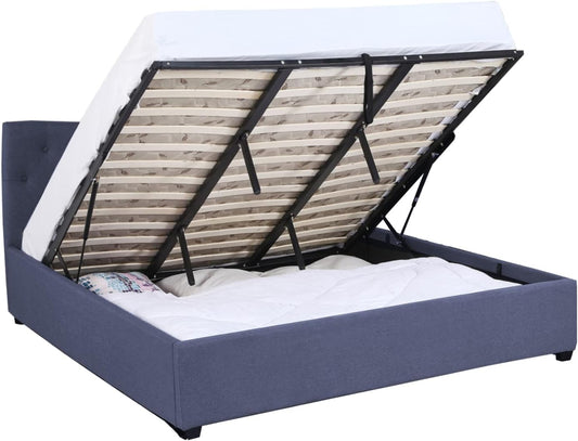 Milano Decor Gas Lift Bed Frame Capri Platform Base Bed with Storage Upholstered Modern Contemporary Design (King, Charcoal)