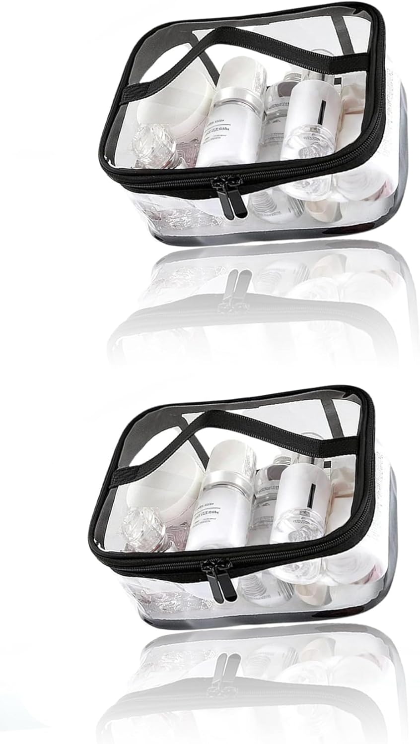 Honwor Travel Essential: 2-Pack Clear Waterproof Toiletry Bags with Handle & Zipper - Stay Organized & Stylish On-The-Go