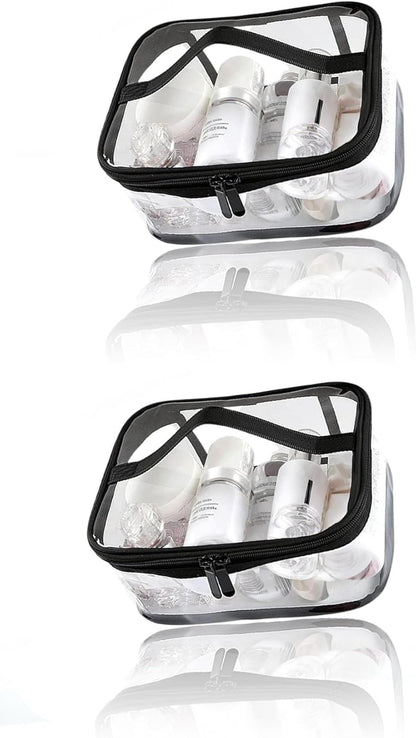 Honwor Travel Essential: 2-Pack Clear Waterproof Toiletry Bags with Handle & Zipper - Stay Organized & Stylish On-The-Go