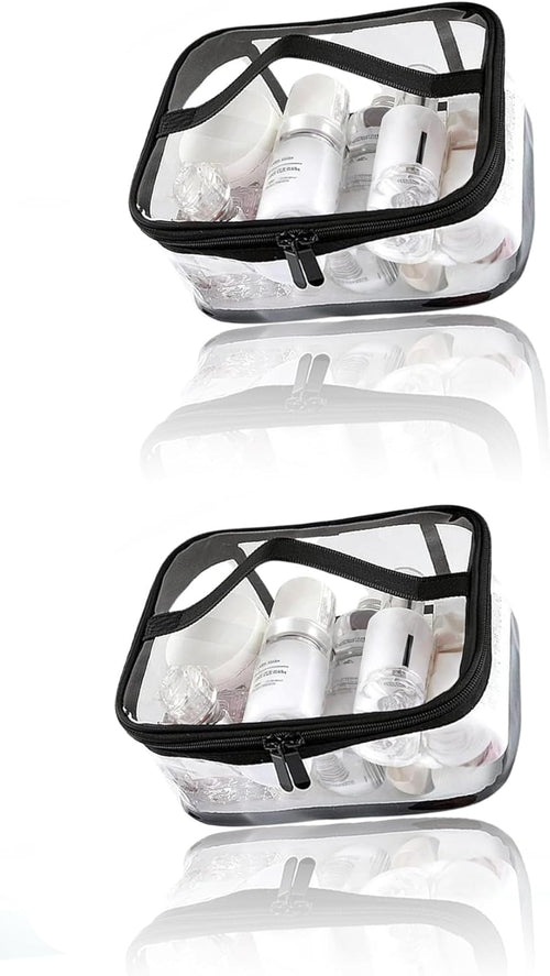 Honwor Travel Essential: 2-Pack Clear Waterproof Toiletry Bags with Handle & Zipper - Stay Organized & Stylish On-The-Go