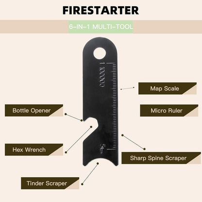 Fire Starter Survival Tool,Ferro Rod Fire Starter Kit & Backpacking Multitool,Flint and Steel,Firestarter Survival,fire Steel