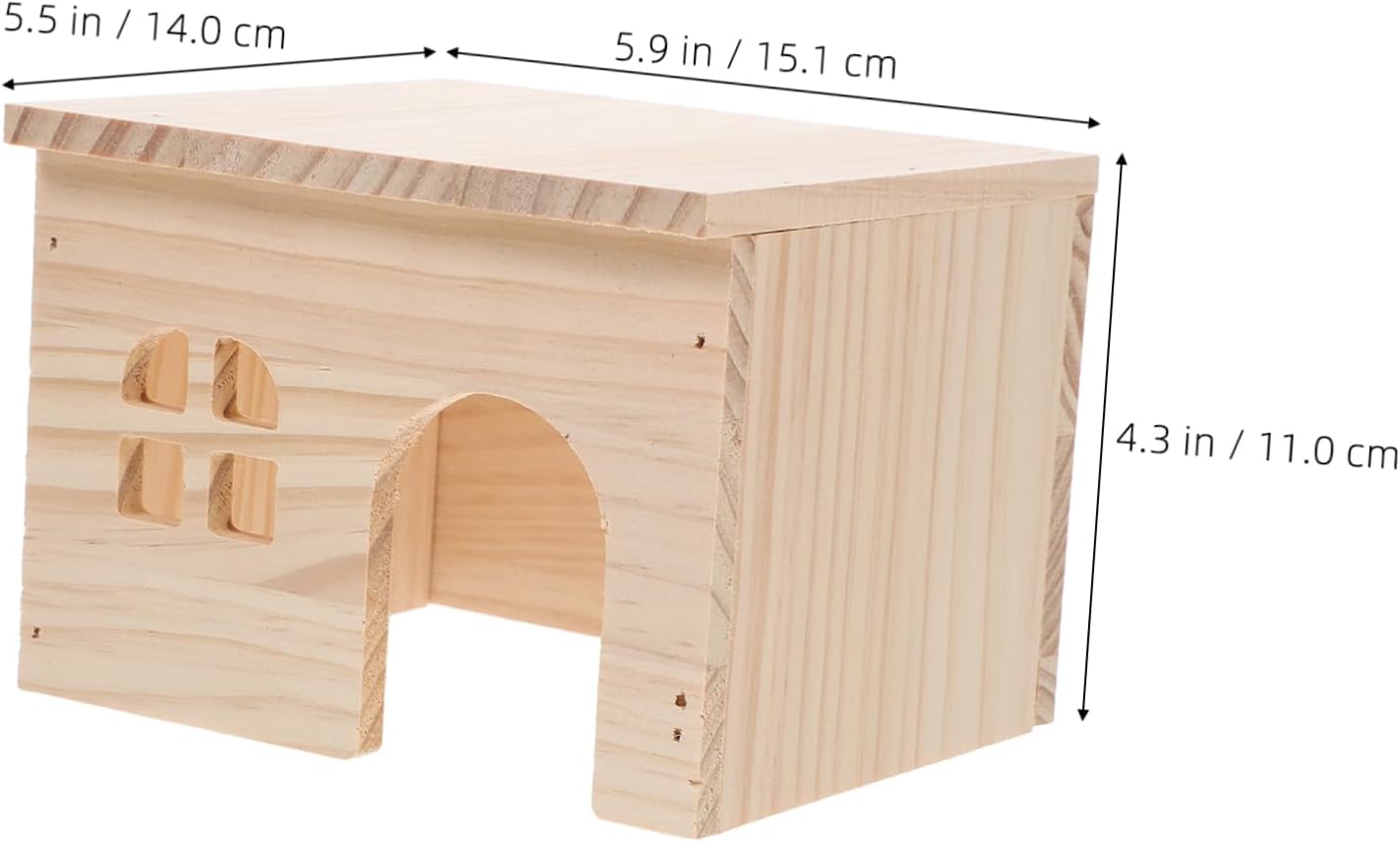 ibasenice Wood Hamster House with Ladder Multifunctional Feeding Watering Platform Adorable Wood Hideout for Hamsters Rats and Gerbils Stylish Cage Accessory for Small Animals