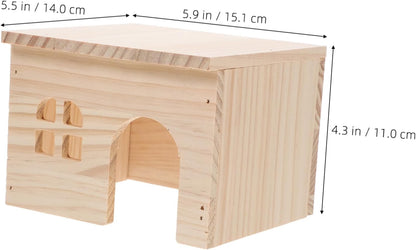 ibasenice Wood Hamster House with Ladder Multifunctional Feeding Watering Platform Adorable Wood Hideout for Hamsters Rats and Gerbils Stylish Cage Accessory for Small Animals