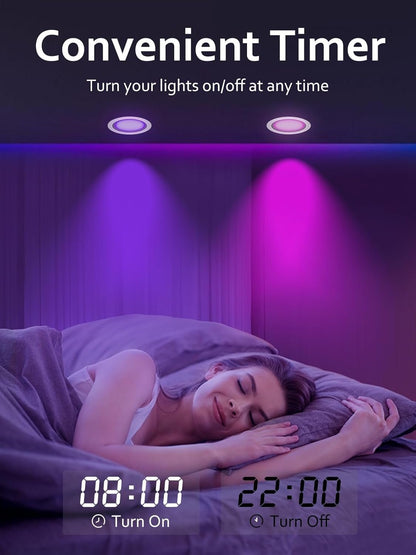 Smart Recessed Lighting 4 inch, RGBCW Color Changing LED Downlight, 9W 750LM Wi-Fi Bluetooth Soffit Light with Junction Box, Work with Alexa/Google Assistant, IC Rated & ETL Certified,1 Pack