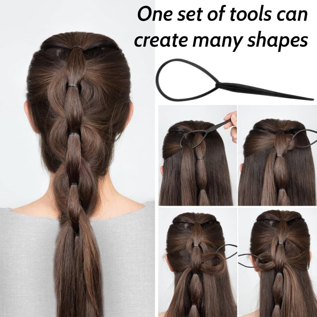 Hair Braiding Tool Set, 5 Fast Spiral Braids Hair Accessories for Hairstyles, Black DIY Styling Accessories for Women