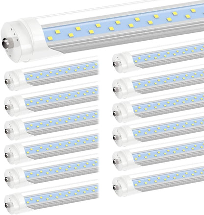 JESLED 8FT LED Bulb 50W, 130W Equivalent 8 Foot Single Pin Fa8 LED Tube Lights, Clear Cover, 5000K Daylight, 6000 Lumens, T8 T10 T12 96'' Fluorescent Light Replacement, Ballast Bypass (12-Pack)