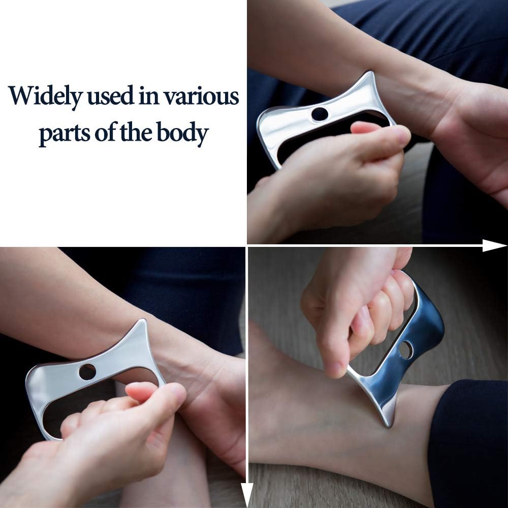 Guasha Massage Tools,Medical Grade Stainless Steel Scraping Tool for Soft Tissue Scraping Massage Tool, Physical Therapy Stuff,Used for Back, Legs, Arms,Neck,Shoulder .(A)