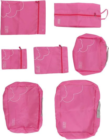Travel Packing Cubes, Multifunctional Portable Bags, Set of 7 for Neat Organization (Rose Red)