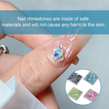 EIH 4 Pieces Nail Art Decorations, Crystal Rhinestones, Transparent Crystal, Crushed Shell Pieces, Natural Stone Decoration, 3D Nail Art, Nail Accessories, Glitter Make Up