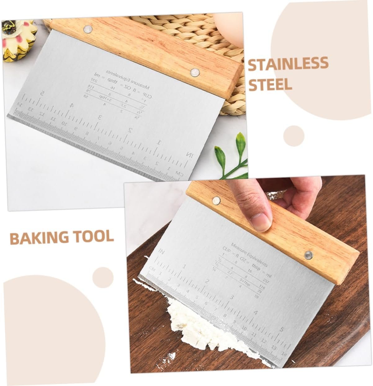 ABOOFAN Stainless Steel Cake Cutter Kitchen Tool Dough Scraper Dough Cutter Food Prep Tool