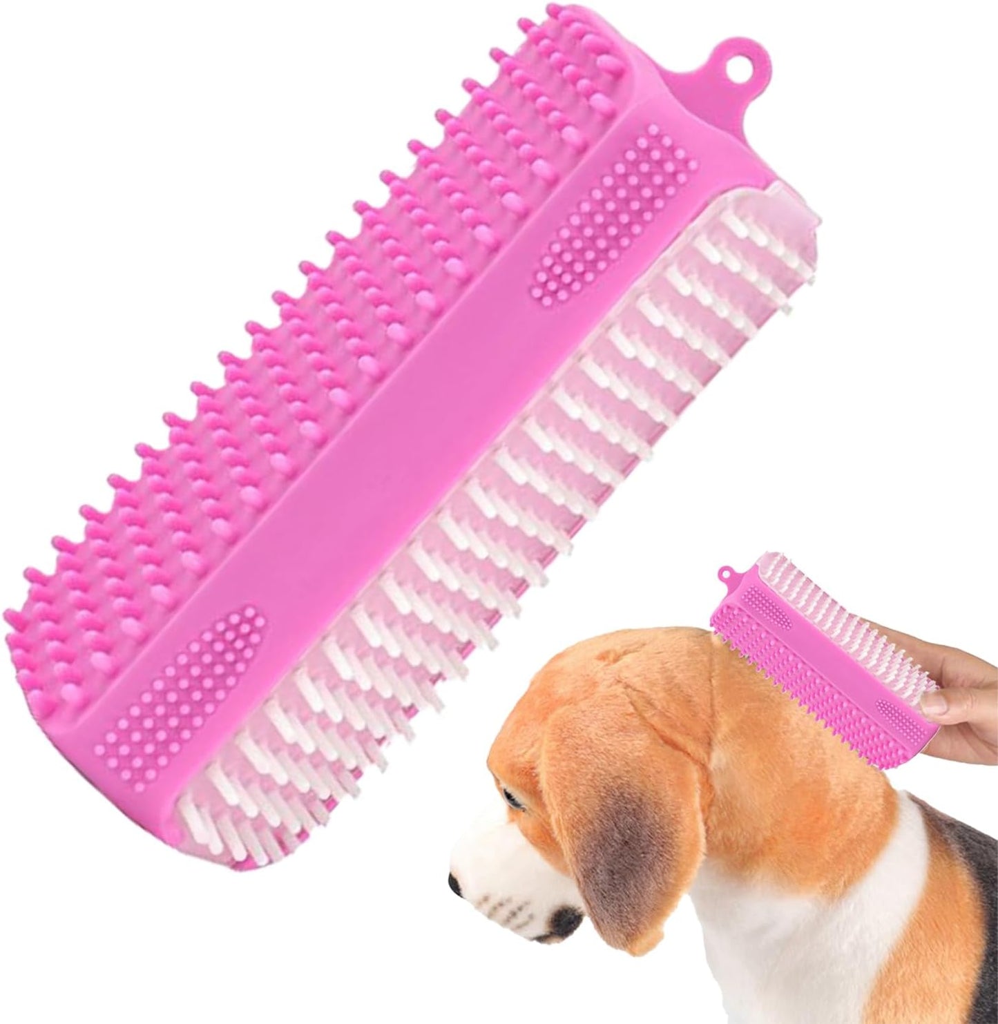 Dog Bath Brush, Silicone Grooming, Deep Cleaning Gentle Soft Tool, Small Medium Breeds Puppy Cat Brush for Indoor Use Home Pet Care Bathing Supplies, 5.12x1.77x1.77 Inches