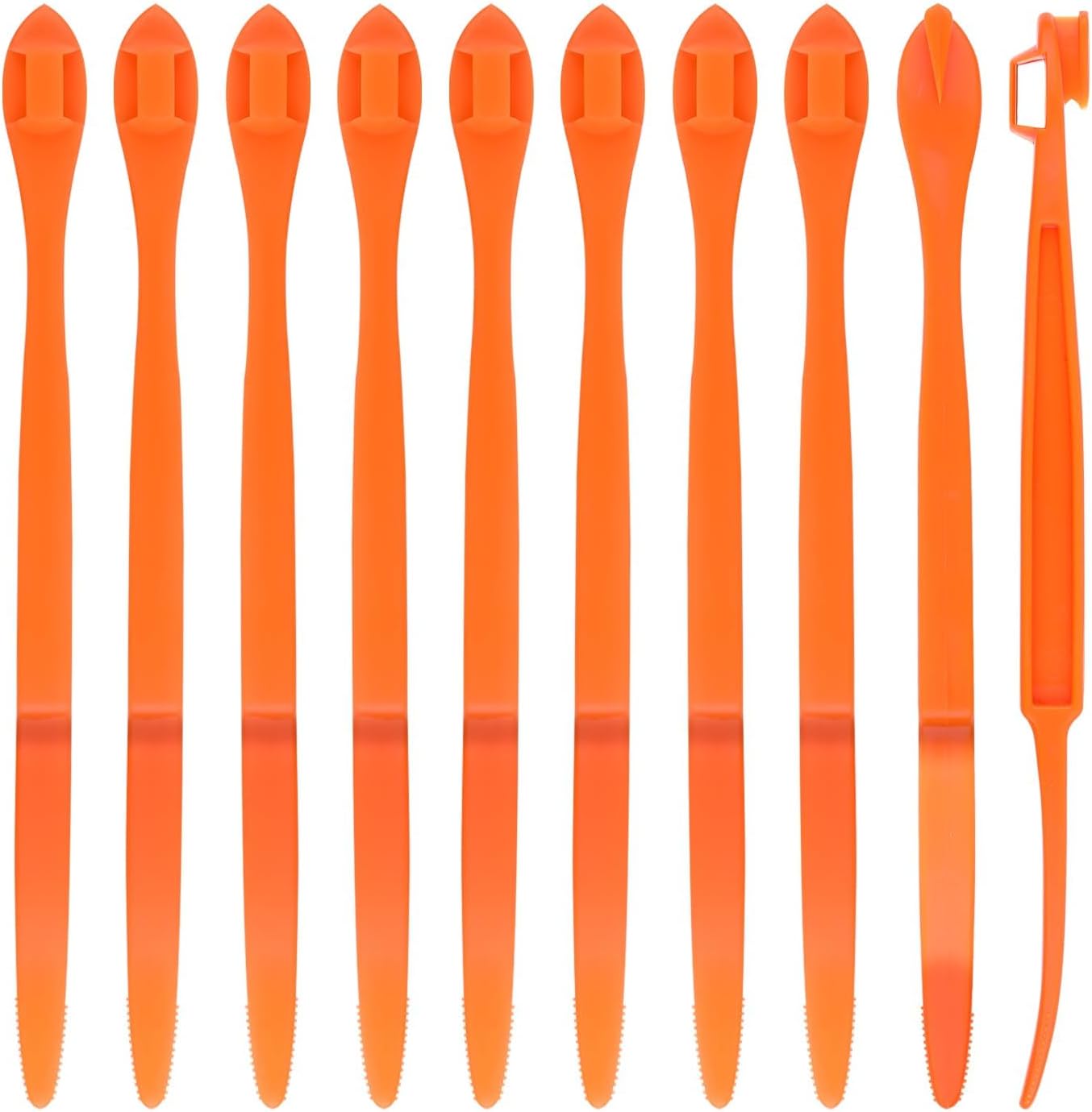 MJIYSGS 10pcs Orange Peeler Tool, Long Handle Serrated Citrus Peel Cutter Easy Hold Plastic Vegetable Lemon Slicer Fruit Opener Remover Kitchen Gadget Chef Tools