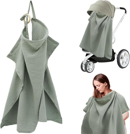 Nursing Cover for Baby Breastfeeding, Breathable Cotton Breastfeeding Cover, Soft Comfortable Privacy Nursing Covers, Lightweight Breast Feeding Cover, Multipurpose Nursing Apron for Mom