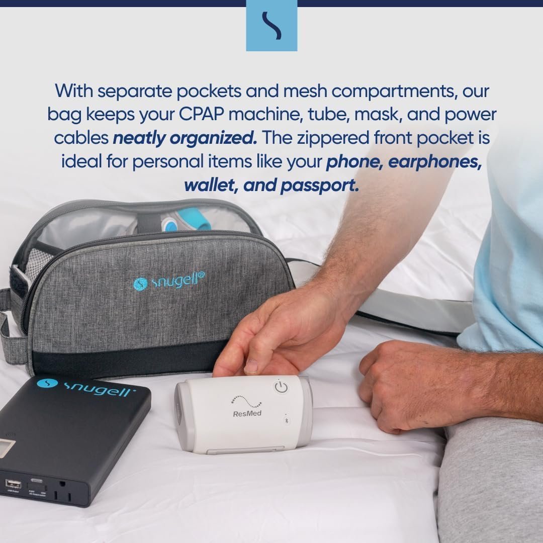 Snugell AirMini CPAP Travel Case – Compact, Lightweight Carry Bag for CPAP Machine – Organized Storage with Versatile Pockets for Accessories – Durable, Convenient, Travel-Friendly – Bag Only Included