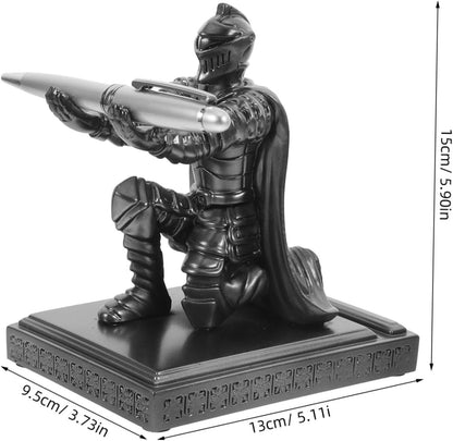 HOODANCOS 1 Set Knight Statue Pen Holder Set Unique Decorative Desk Accessory with Fountain Pen for Workspace Organization and Elegant Presentation