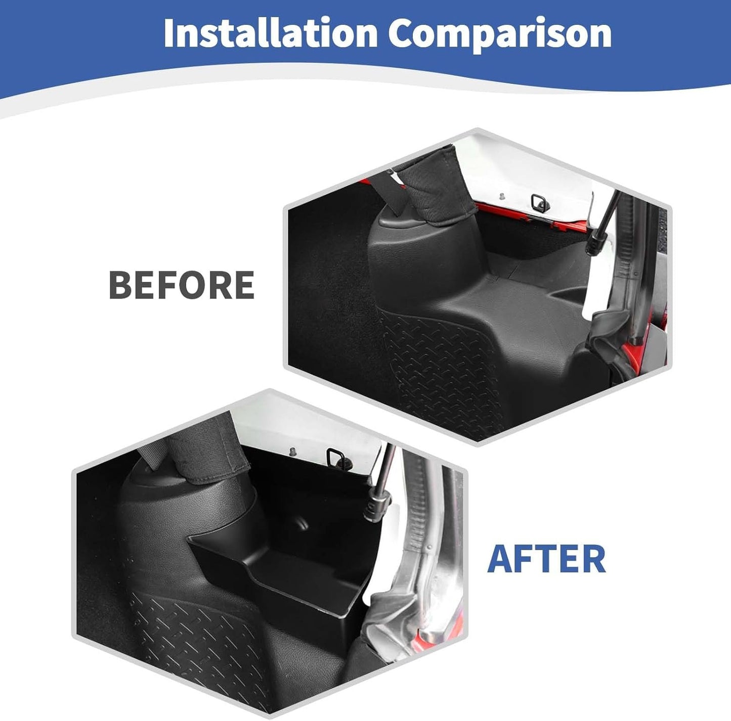 RT-TCZ for Wrangler JK Rear Trunk Storage Box, Trunk Side Tray Organizer for Jeep Wrangler JK JKU 4 Door 2011-2017 Black Interior Storage Accessories 2pcs