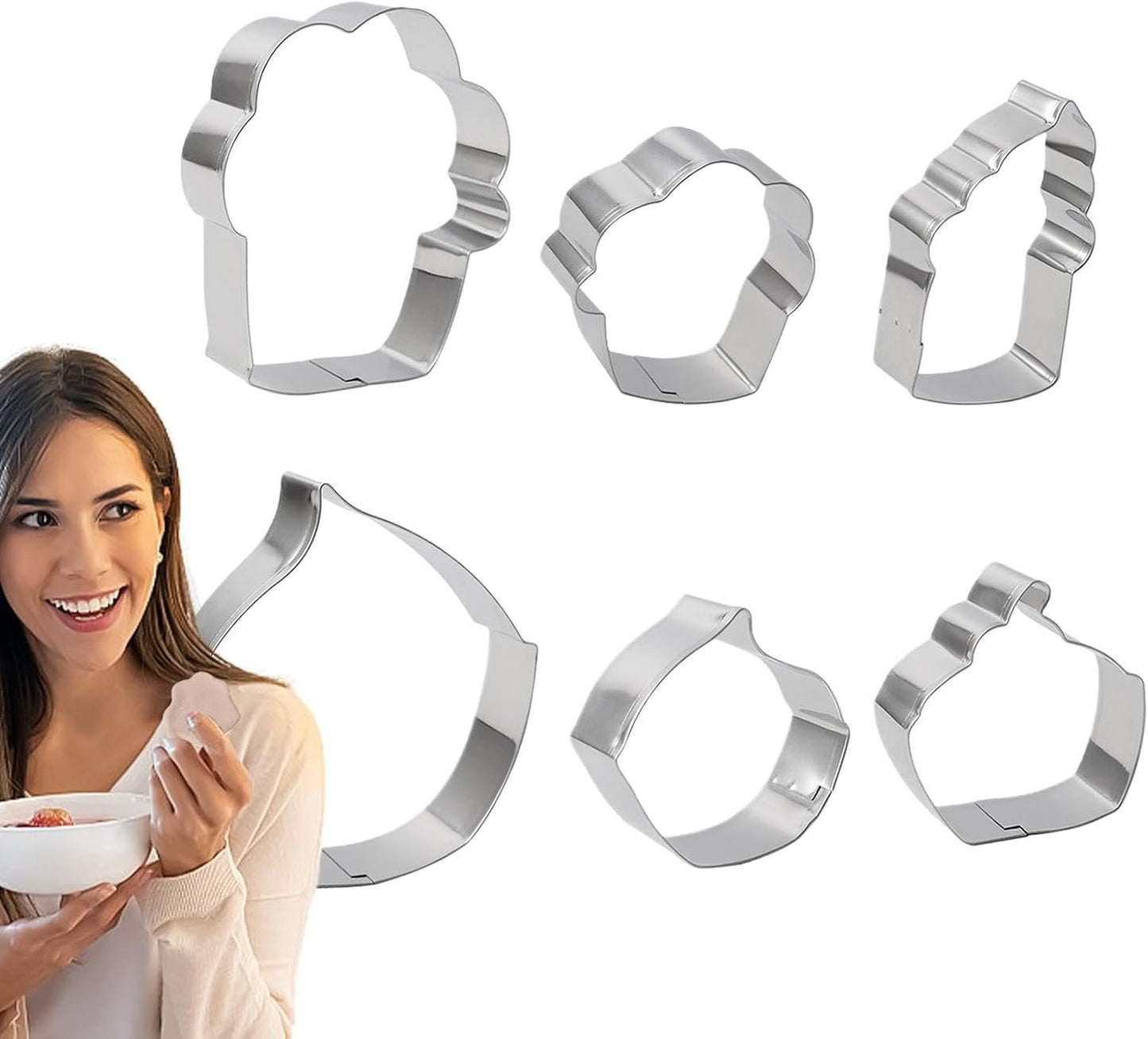 Cutter Cupcake Cutter, taglierina per biscotti | Acciaio inossidabile per cutter pop da cartone animato 6 pezzi gadget da cucina,Strumenti di cottura, utensili da cucina per bambini, capodanno cinese