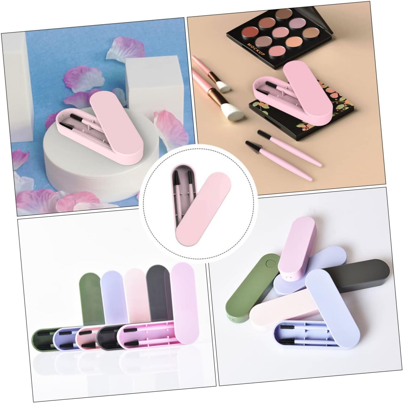 DEARMAMY 1Set Spazzole Silicone Per Sopracciglia e Pratici e Riutilizzabili Rosa Accessori Make Up Essenziali Per Look