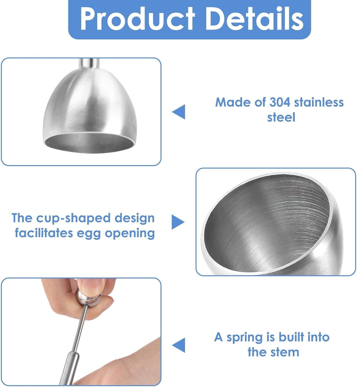 Soft Hard Boiled Egg Topper Stainless Steel Metal Egg Scissors, Egg Topper Shell Remover Egg Opener Kitchen Gadget for Raw or Soft Hard Boiled Egg Peeler for Breakfast Kitchen Tool Egg Cutter Topper