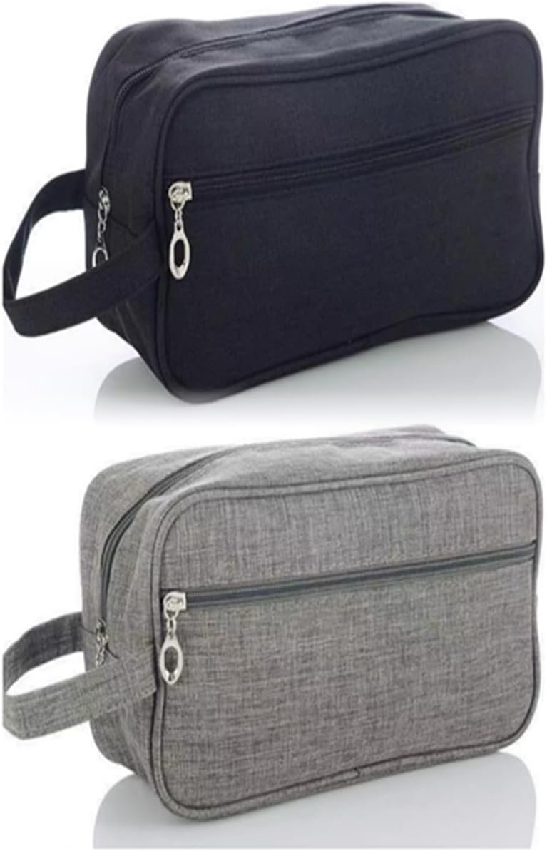 2 Pack Travel Toiletry Bag Men，Waterproof Portable Travel Wash Shaving Bags Gym Shower Bathroom Bag Travel Bag Toiletries Travel Organizer (Grey + Black)