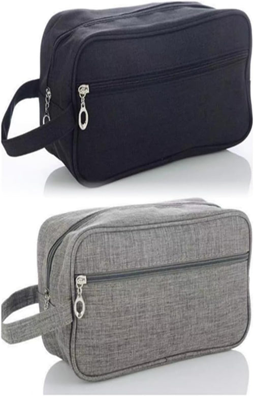 2 Pack Travel Toiletry Bag Men，Waterproof Portable Travel Wash Shaving Bags Gym Shower Bathroom Bag Travel Bag Toiletries Travel Organizer (Grey + Black)