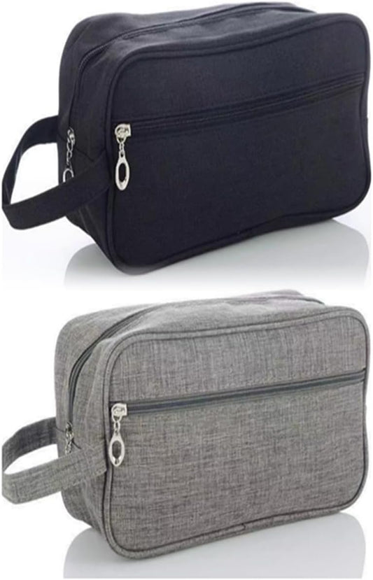 2 Pack Travel Toiletry Bag Men，Waterproof Portable Travel Wash Shaving Bags Gym Shower Bathroom Bag Travel Bag Toiletries Travel Organizer (Grey + Black)