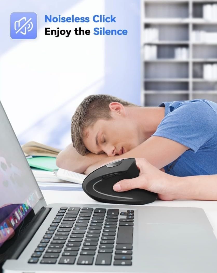 Ergonomic Mouse 1600 DPI Silent Mouse 3 Adjustable DPI Wireless Mouse 2.4G Vertical Mouse 6 Buttons Computer Mouse Compatible with Windows Mac Chromebook Linux Notebook Laptop Computer