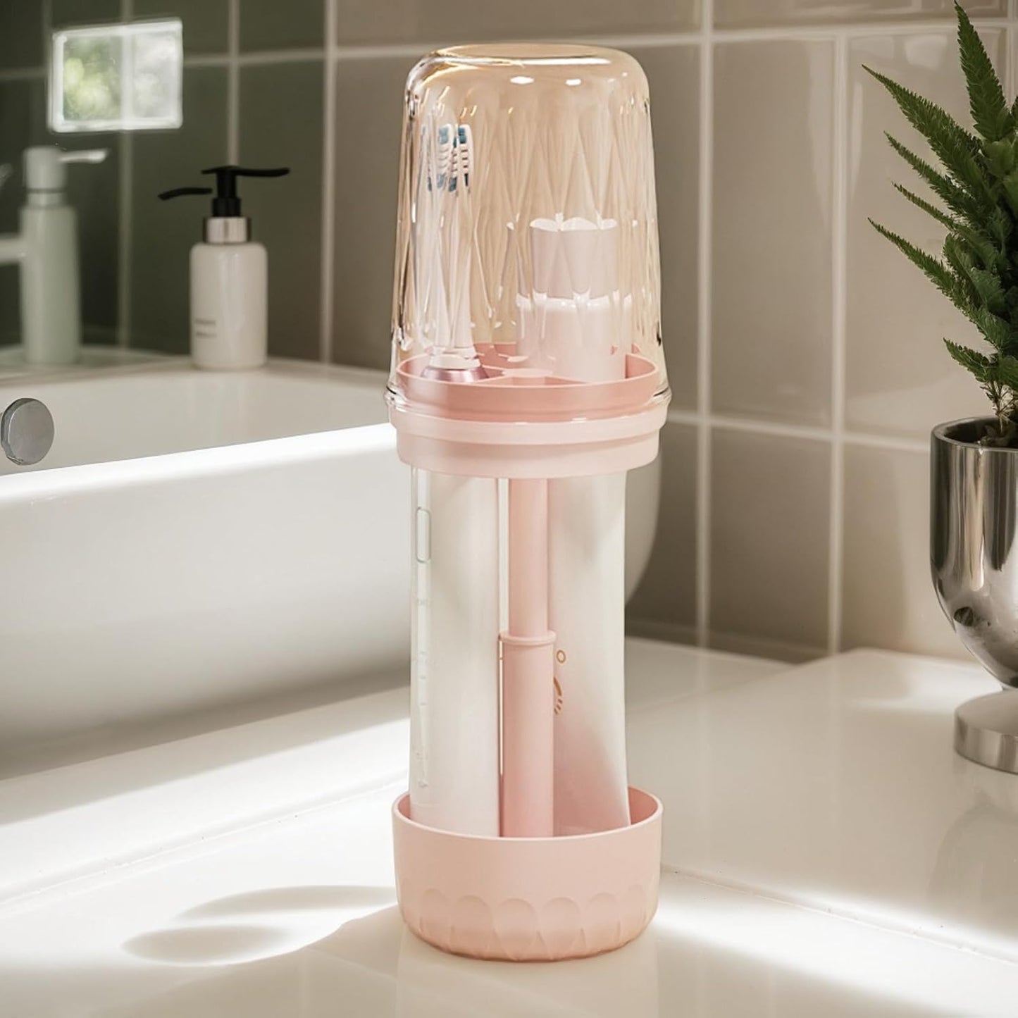 Générique Travel Toothbrush Holder Case, Compact Waterproof Toiletry Organizer, Lightweight Container for Bathroom Essentials on Trips, Vacations, Hotels and Camping, rosa, Se référer au descriptif