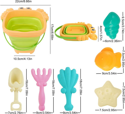 Fbinys Beach Sand Toy, Children's Sand Shovel with Foldable Bucket, Outdoor Interactive Play Set, Digging, Stacking, And Shaping Castles for Kids Aged 3-10 Years Old