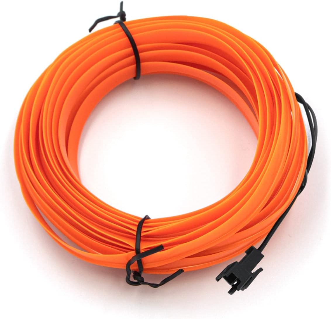 EL Wire Car LED Interior Lights Strip USB Neon Wire Lights 197 inch 6mm Sewing Edge Glowing EL Wire Lights for Car Ambient Lighting Kit 5M/16.5ft Car Decorations LED Lights for Car Interior (Orange)