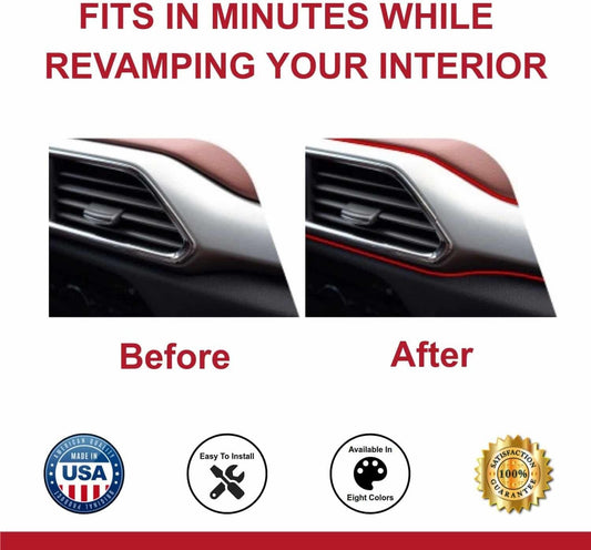All-Fit Automotive Car Gap Filler â€“ 10 Ft Red Trim Molding for Car Accessories Interior â€“ Universal, Flexible Car Interior Accessories for Dashboards, Panels, & Air Vents â€“ Easy DIY Installation
