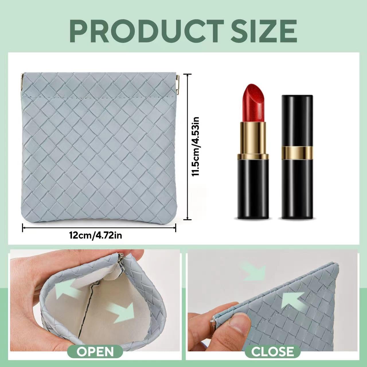 4PCS Small Makeup Bag for Purse，Waterproof Leather Portable Mini Makeup Bag,Snap Closure Organizer Pouch for Coins Cards Jewelry Lipstick Cosmetic Accessories，Small Travel Kit Storage Pouch,