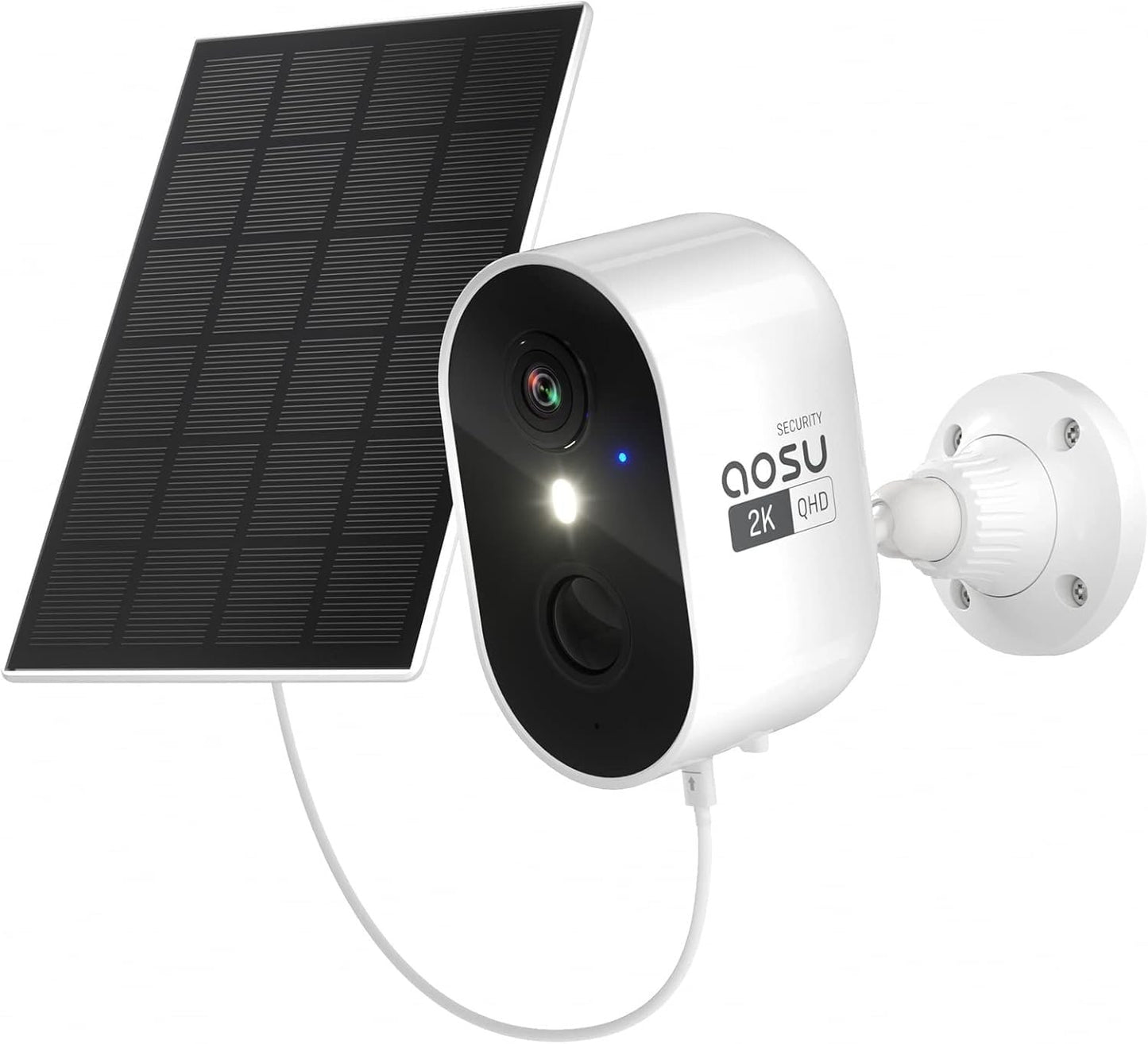 AOSU 2K Solar Security Cameras Wireless Outdoor, Solar Outdoor Camera for Home Security, WiFi Camera with Color Night Vision, PIR Human Detection, 2-Way Talk, IP66 Waterproof, Compatible with Alexa