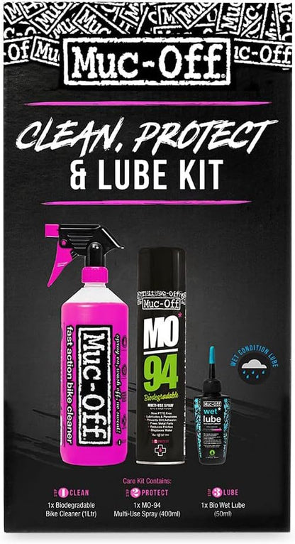 Muc-Off Clean, Protect & Lube Kit - Bike Cleaning Kit, Cleaning Bundle for MTB/Road/Gravel Bikes - Set Includes Bike Cleaner and Chain Lube