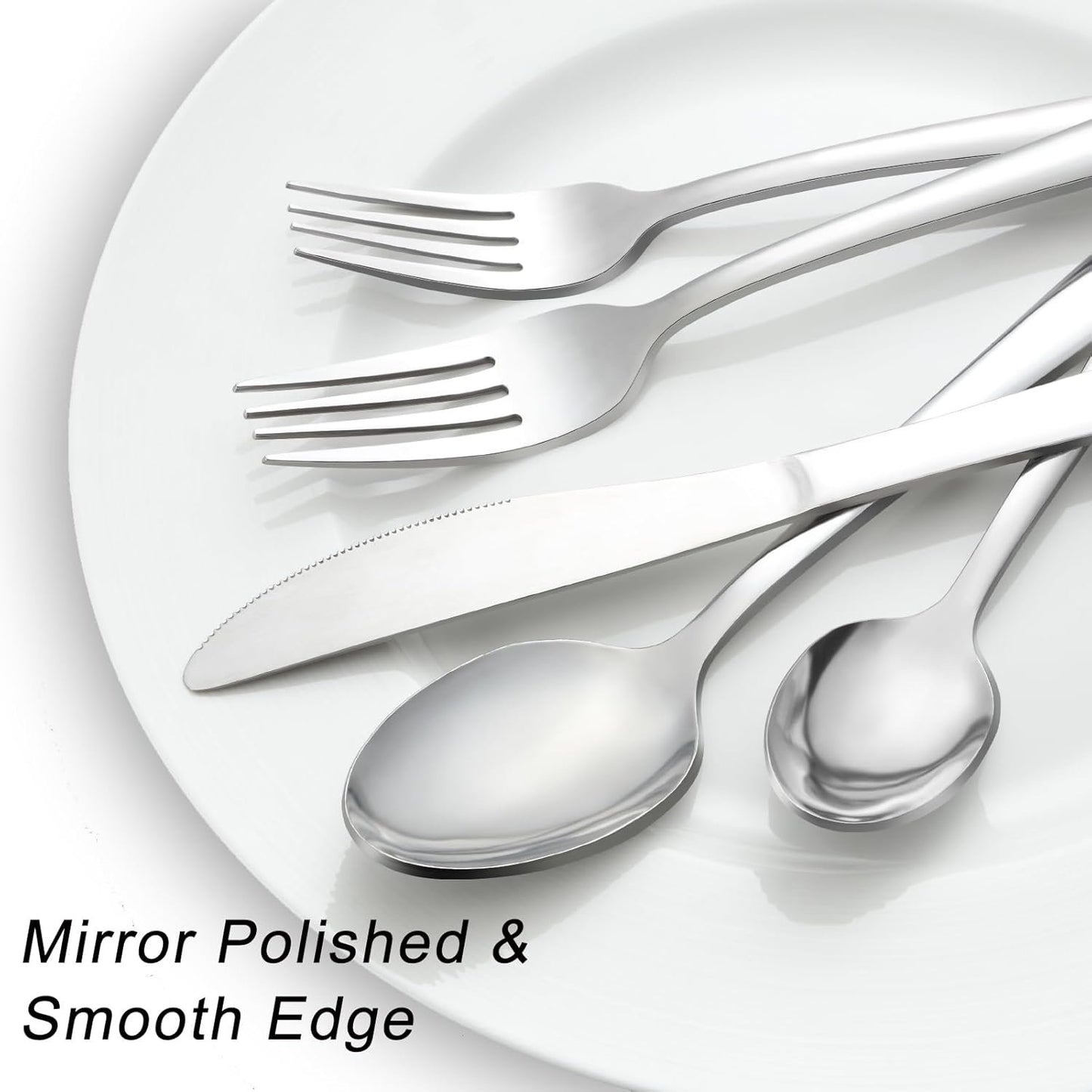 Pleafind 24-Pcs Silverware Set for 4, Flatware Set with Steak Knives, Stainless Steel Cutlery Set, Include Forks Spoons and Knives Set, Dishwasher Safe Utensil Sets for Home Restaurant