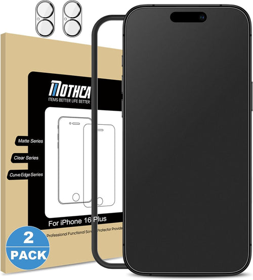 Mothca Matte Screen Protector for iphone 16 Plus Tempered Glass Film, Anti-Glare & Anti-Fingerprint, Case Friendly, Easy Install Bubble Free -Smooth as Silk, 6.7 inch (2 Pack)